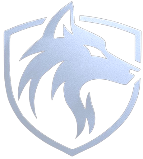Escudo de Alpha Insurance con un lobo plateado